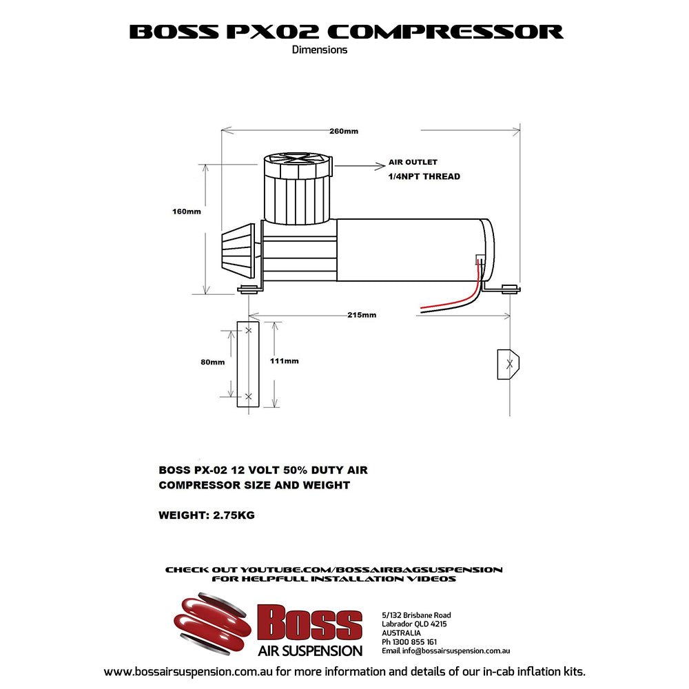 12V Air Compressor PX02 B/F/C | Heavy Duty 100% Duty Cycle | For Air Suspension, Off-Road & Towing