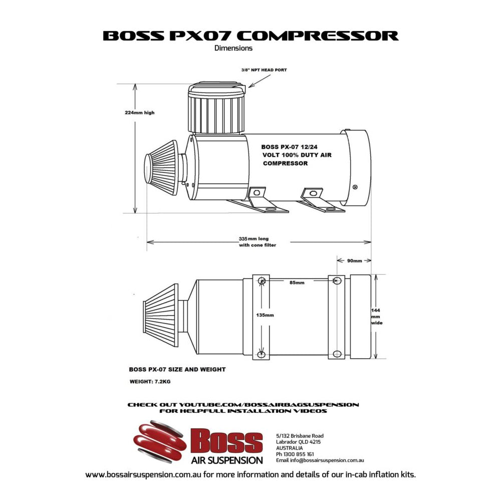 12v PX07 3/4p 100% Duty Cycle Air Compressor: High Performance for Industrial & Automotive Applications