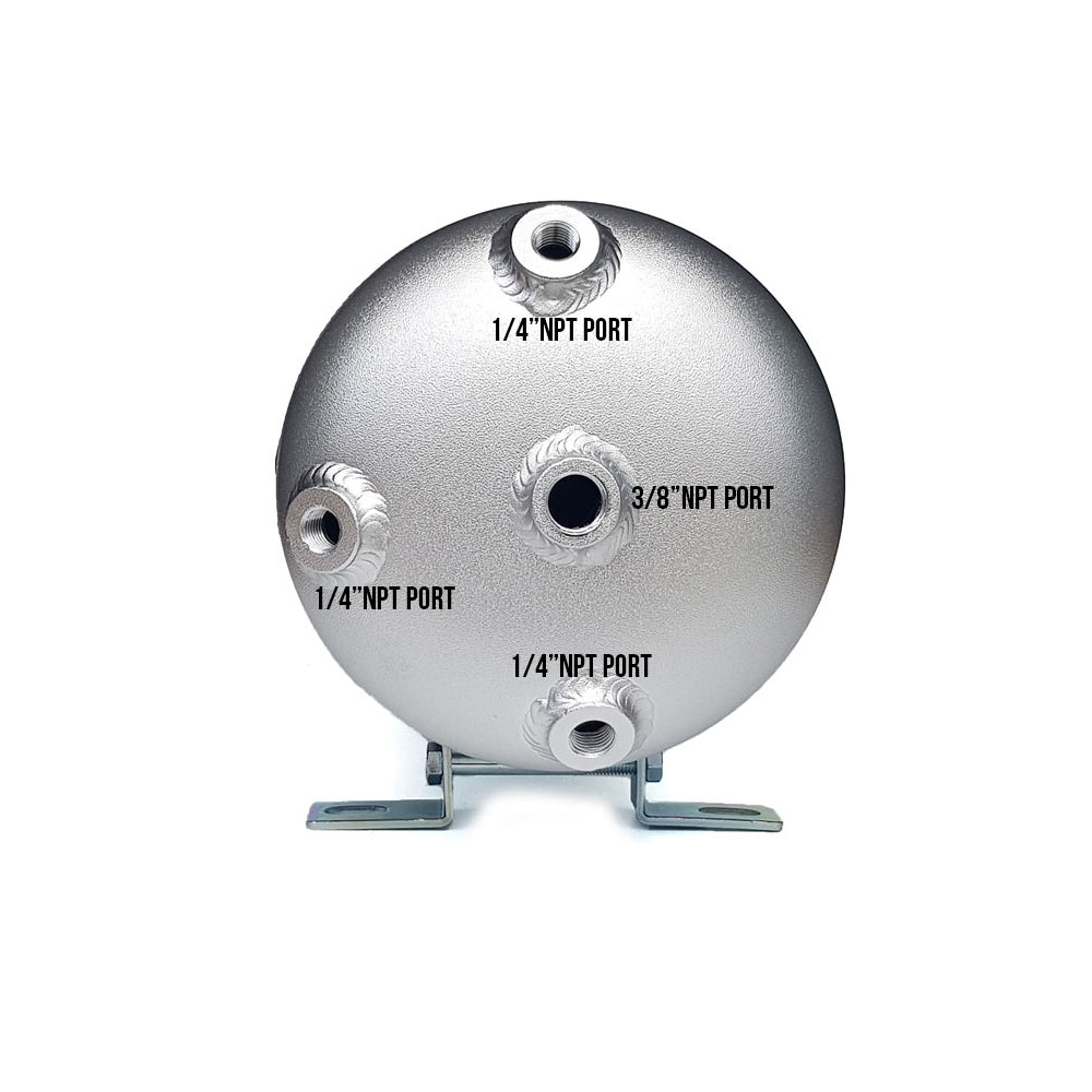 3 Gallon 5-Port Aluminum Air Tank | Heavy Duty Air Storage for Suspension Systems & Train Horns | Corrosion Resistant