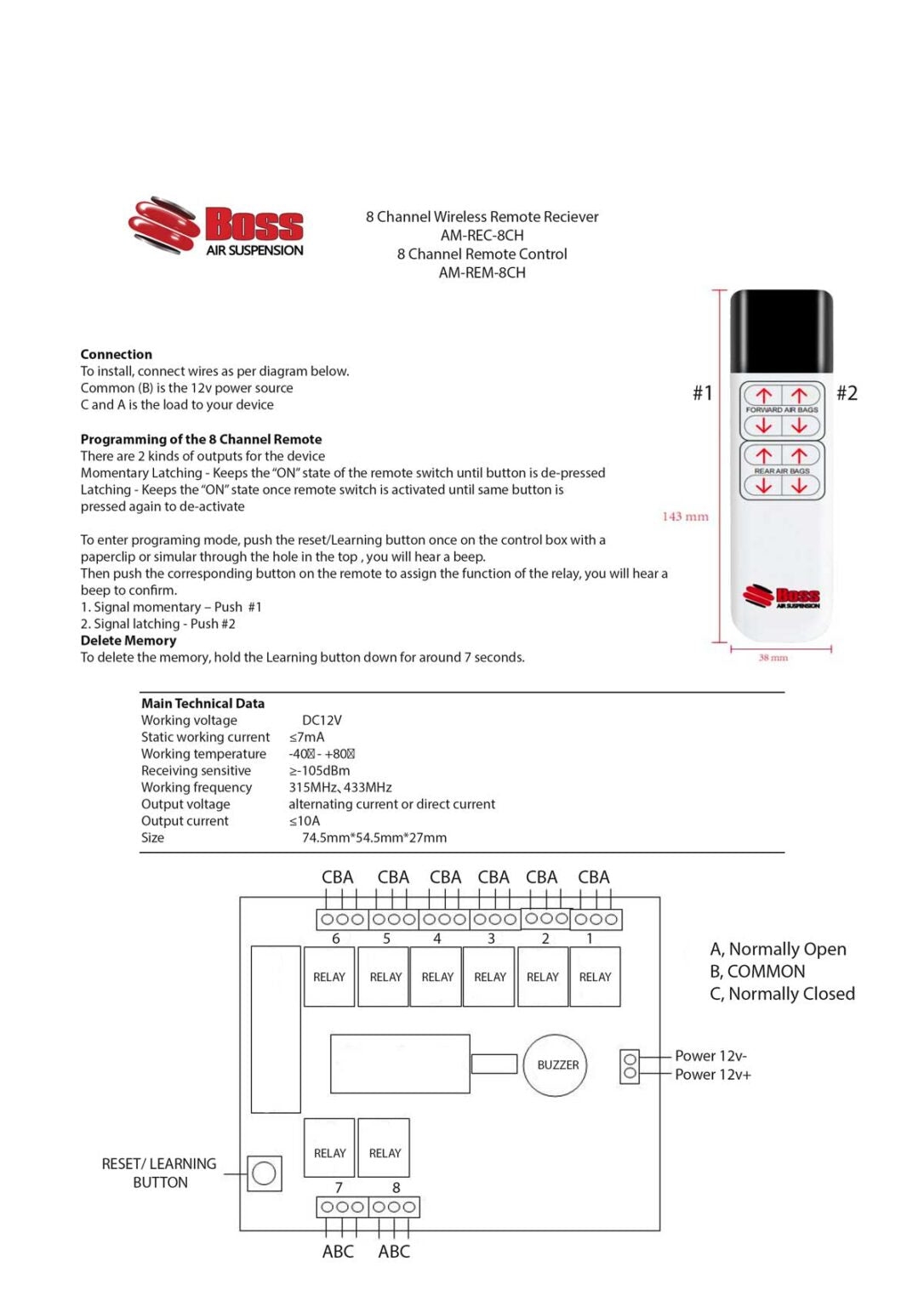 8 Channel Air Suspension Remote Control System | Wireless Controller for Airbag Suspension | Multi-Mode Control | Heavy Duty