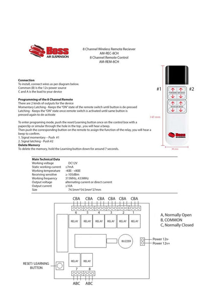 8 Channel Air Suspension Remote Control System | Wireless Controller for Airbag Suspension | Multi-Mode Control | Heavy Duty